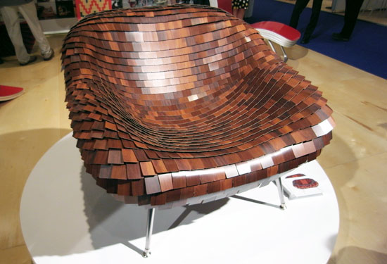the armadillo chair by aodh o donnell uses laminate strips by wilsonart