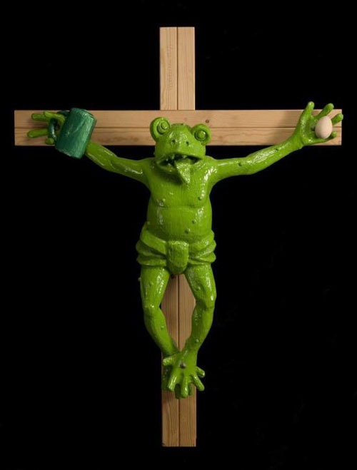 crucified frog by martin kippenberger banned by the pope
