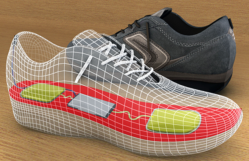 motion powered energy harvester fits in shoe