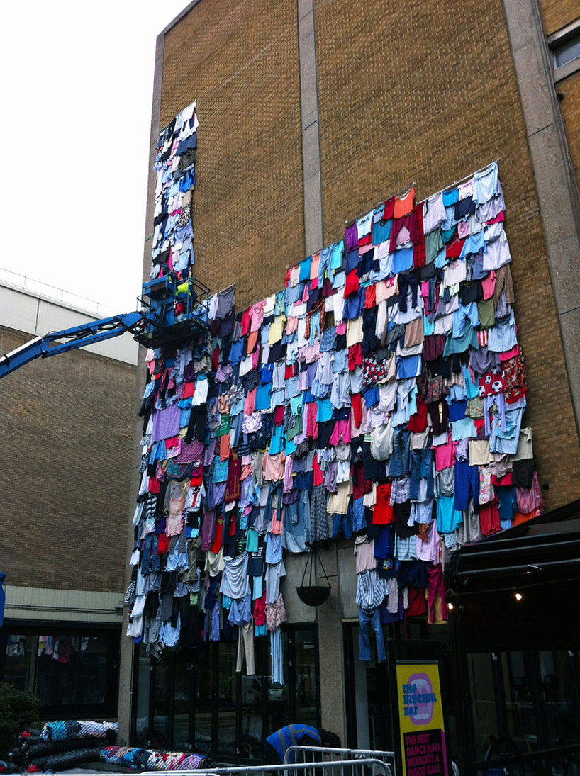clothes covered building marks & spencer shwopping campaign