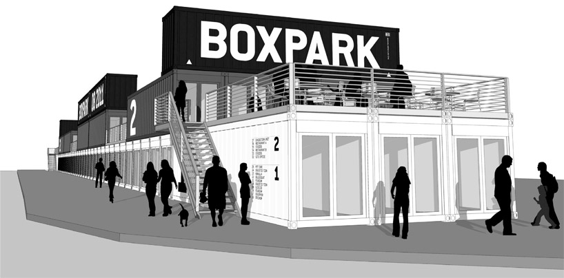 shipping containers at boxpark shoreditch