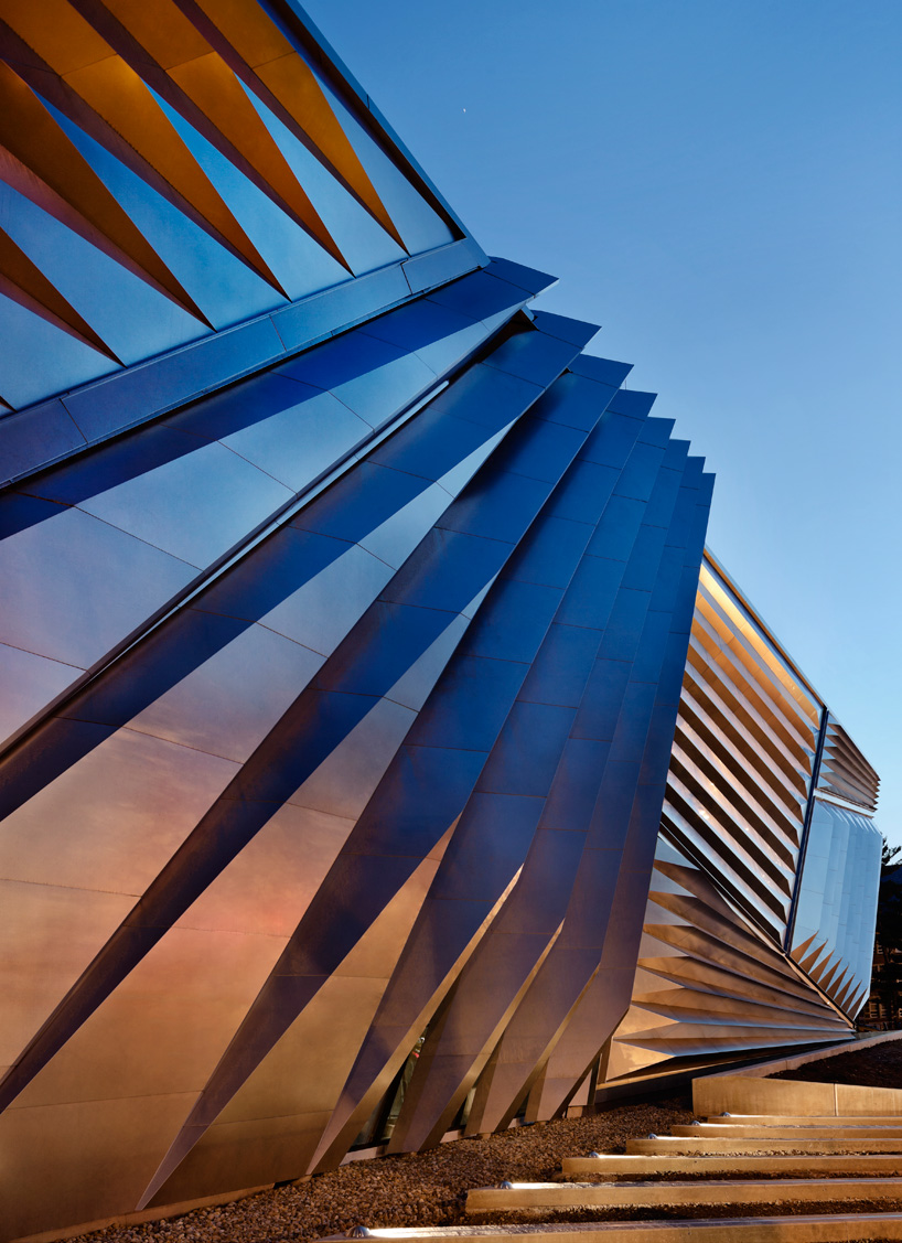 zaha hadid's broad art museum dons a pleated metal facade