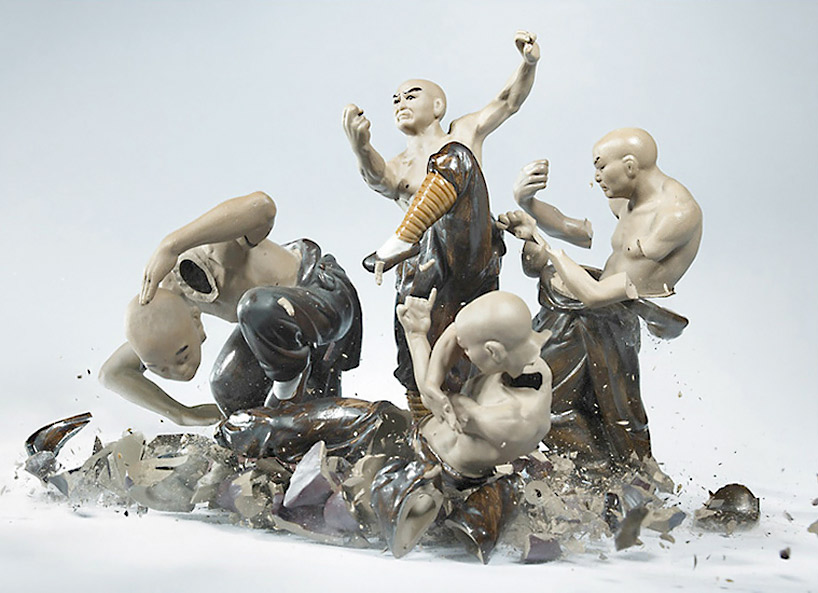 Martin Klimas' photographic piece of shattering ceramic samurai