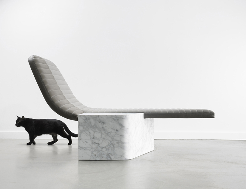 grégoire combines leather + marble in lounge chair opper