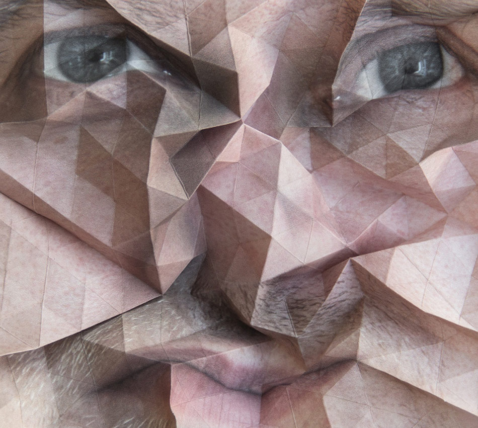 aldo tolino folds portraits into geometric facial landscapes 