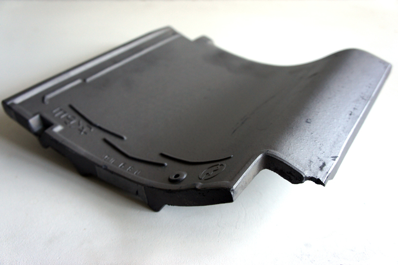 bar stools and benches by tsuyoshi hayashi are built with discarded roof tiles