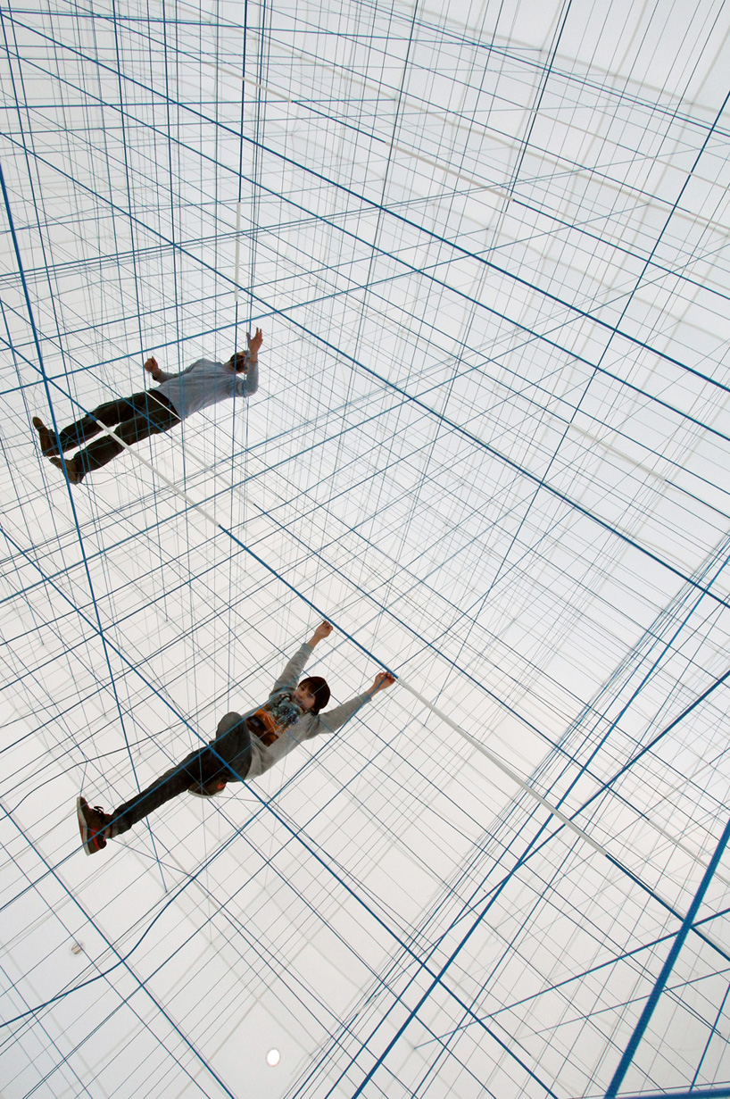 numen/for use installs inhabitable string sculpture inside inflatable bubble