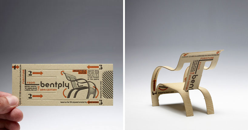 bentply business card transforms into chair by richard c. evans