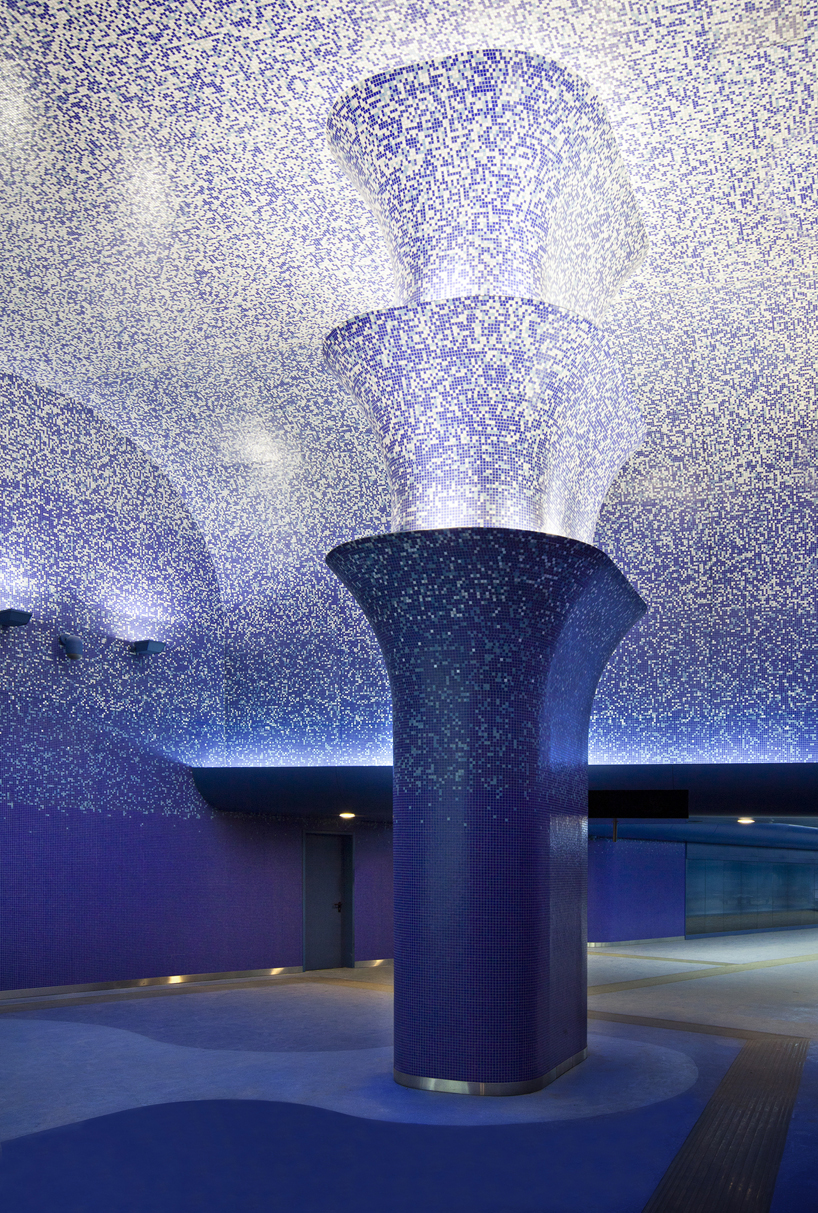 napoli toledo metro station covered in blue bisazza mosaics