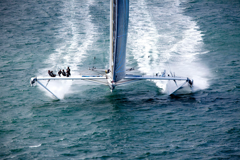 the sailboat floats five meters over the sea using ‘marine wings 
