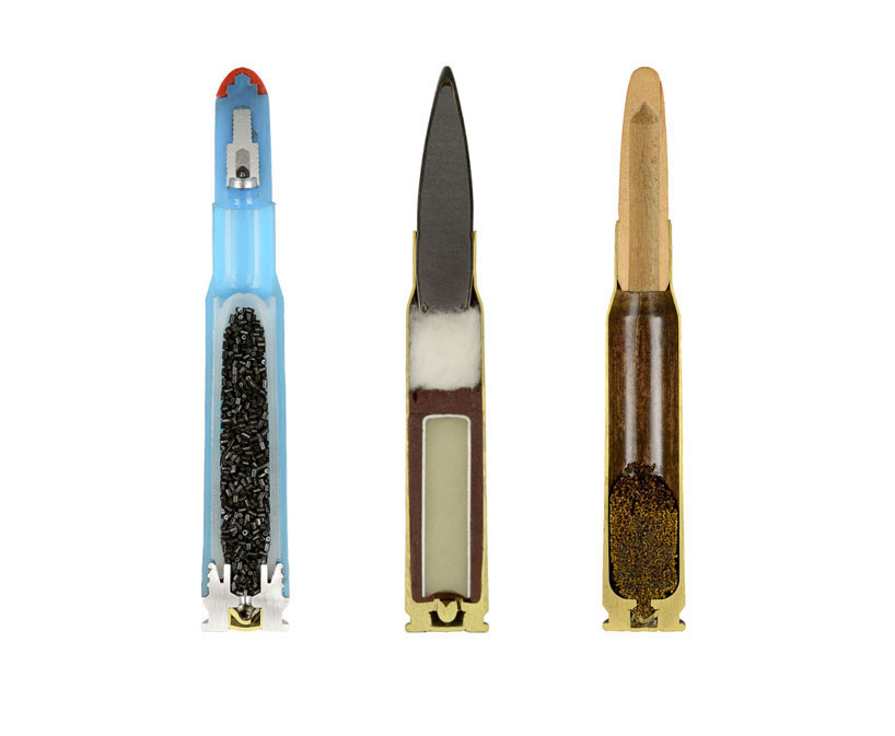 cross-sections of ammunition photographed by sabine pearlman