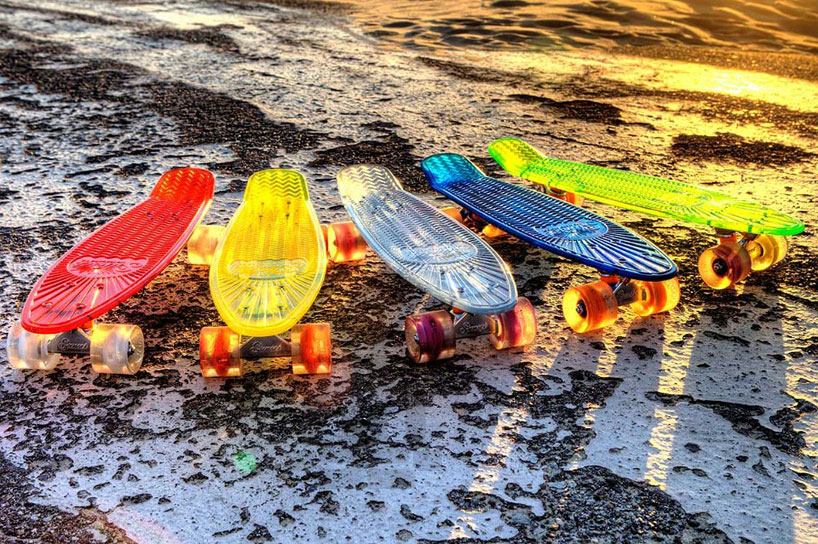 selfilluminating transparent cruisers by sunset skateboards