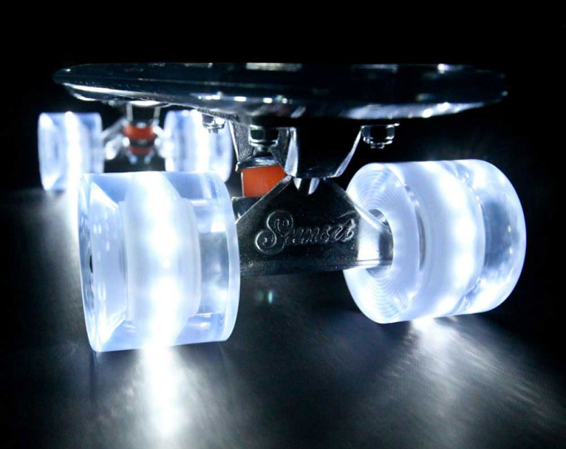 selfilluminating transparent cruisers by sunset skateboards