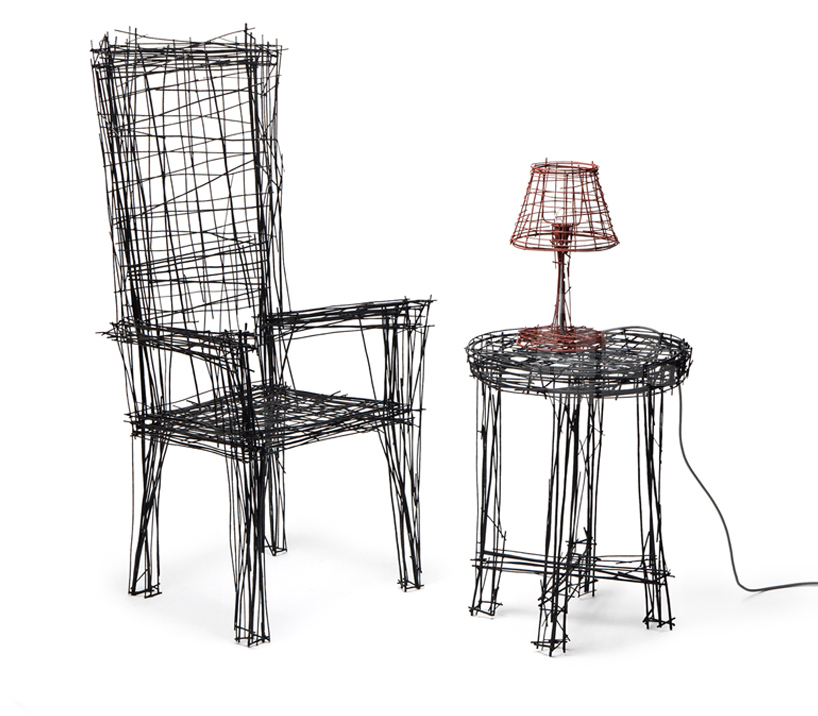 jinil park materializes drawing furniture series using wire