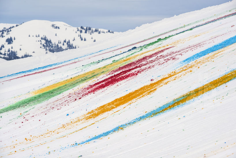 olaf breuning paints a mountain for snow drawing