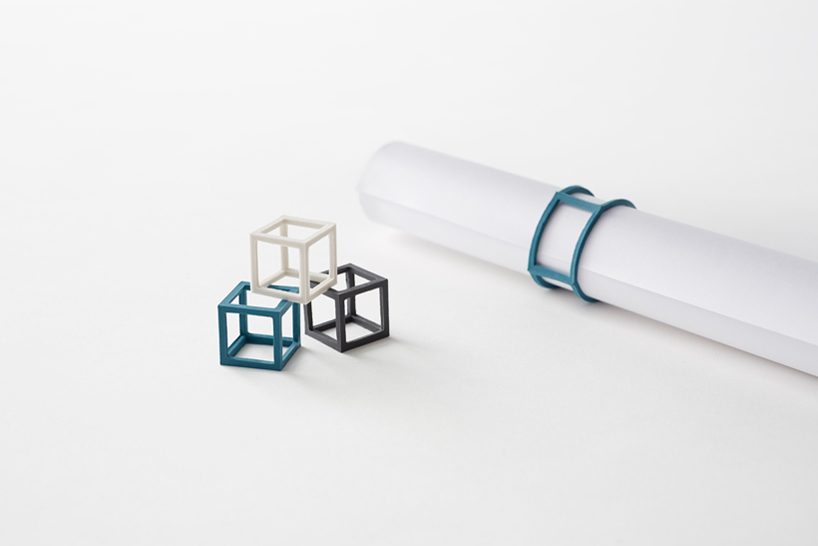 stationery by nendo for by | n features cubic rubber-band