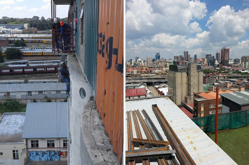 mill junction container residences overlook johannesburg designboom