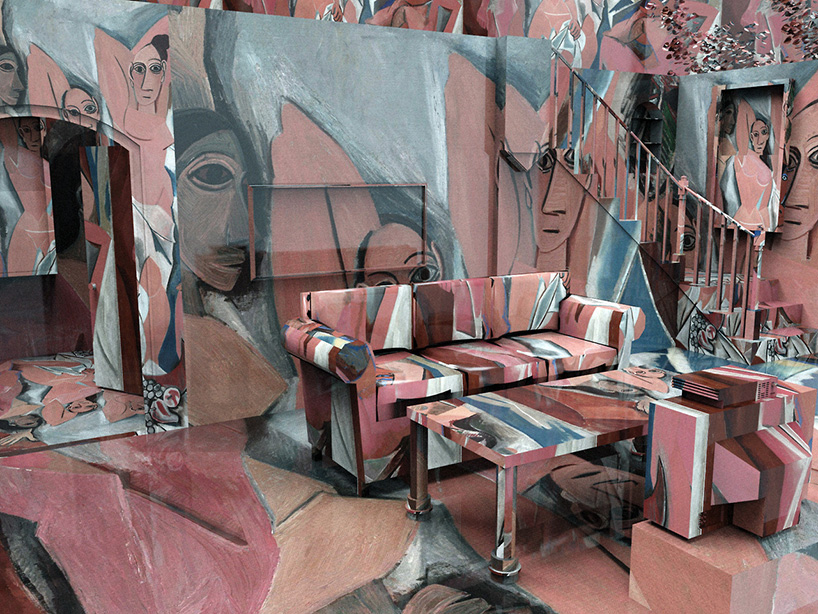 artist wrapped rooms by jon rafman overlay masterpieces onto interiors