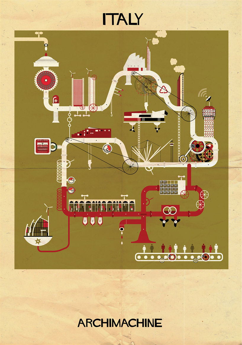 federico babina illustrates countries operated by architecture