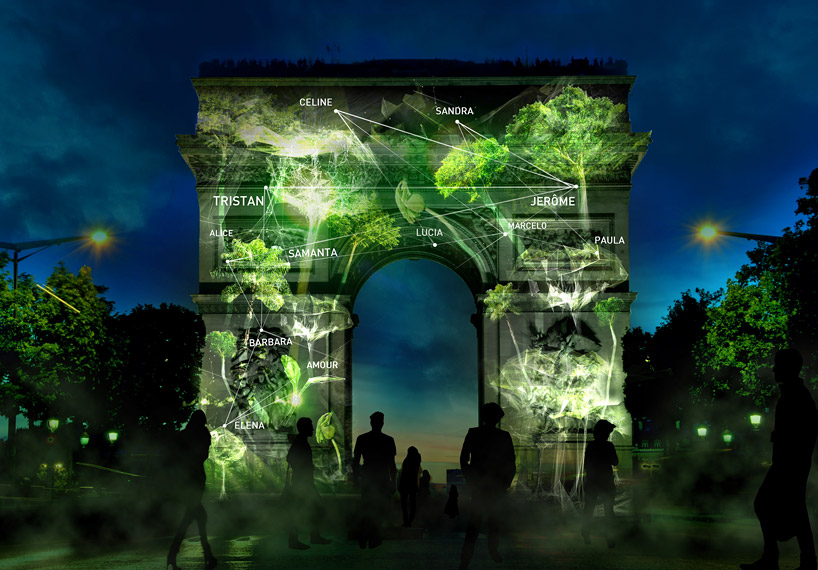 naziha mestaoui projects virtual forests growing onto paris' monuments