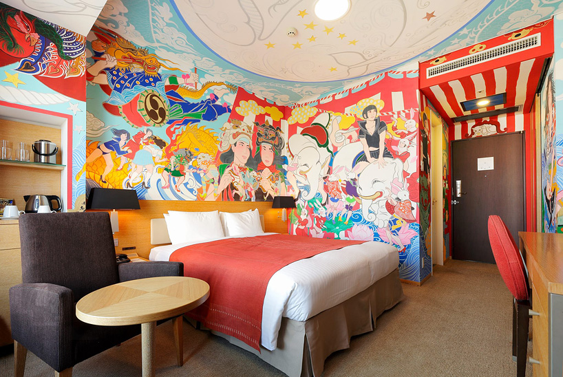 japanese artists hand-paint murals in rooms for park hotel tokyo