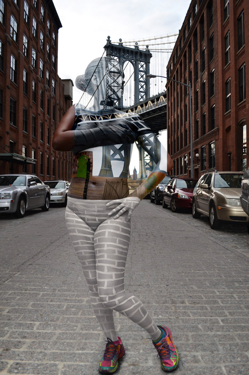 trina merry body paints people to blend with NYC architecture