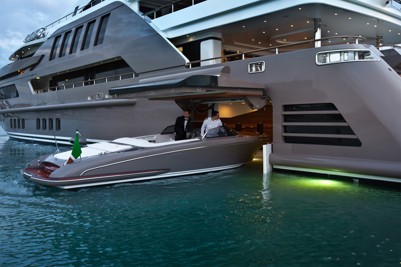 CRN mega yachts j'ade is world's first to feature a floating garage