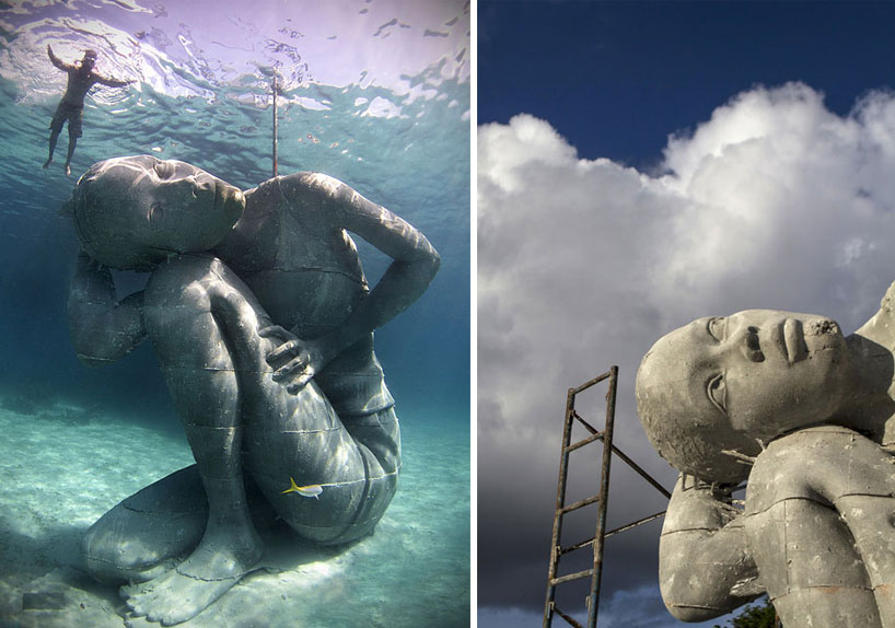 jason decaires taylor submerges ocean atlas sculpture in the bahamas