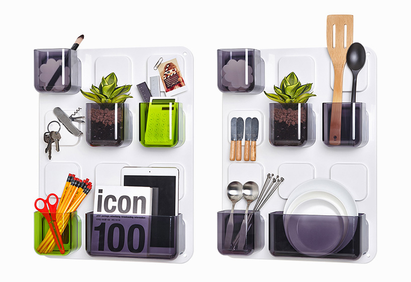 pablolab arranges everyday items with U.tile wall organizer