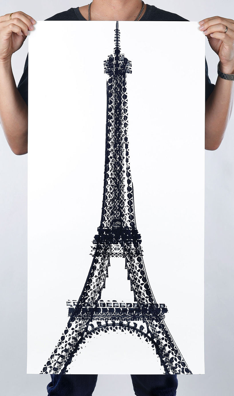 thomas yang prints architectural landmarks with bicycle tire tracks