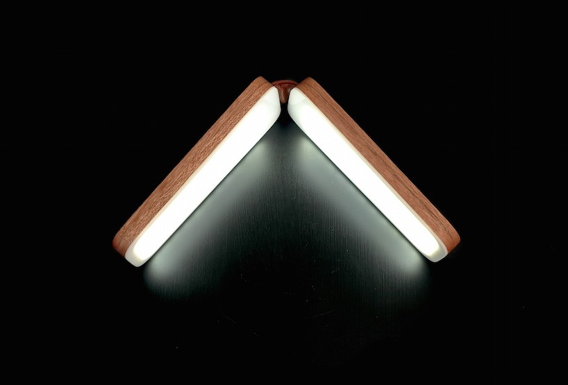 SIVU foldable table lamp by simo lahtinen opens and closes like a book