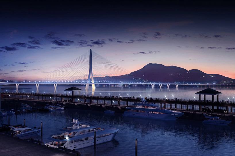 zaha hadid's danjiang bridge uses a single mast to support 920 meter highway