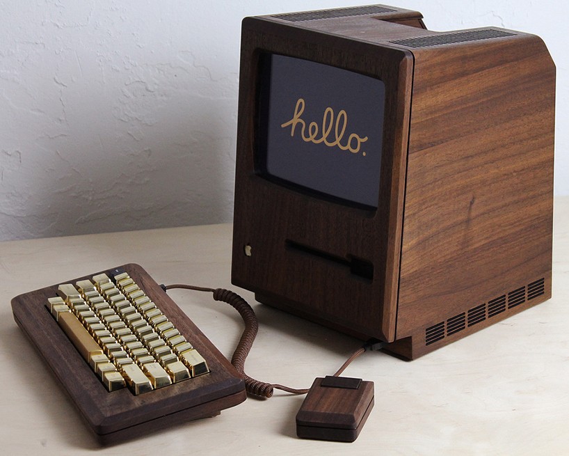 the golden apple by love hultèn replicates the classic macintosh in a walnut finish