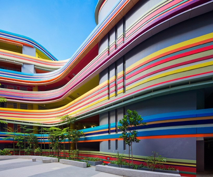 studio505 expands school in singapore with colorful rainbow-like extension