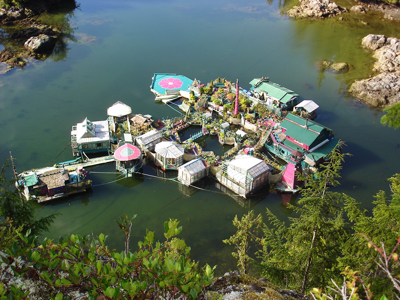 artists build floating freedom cove off the coast of vancouver island 