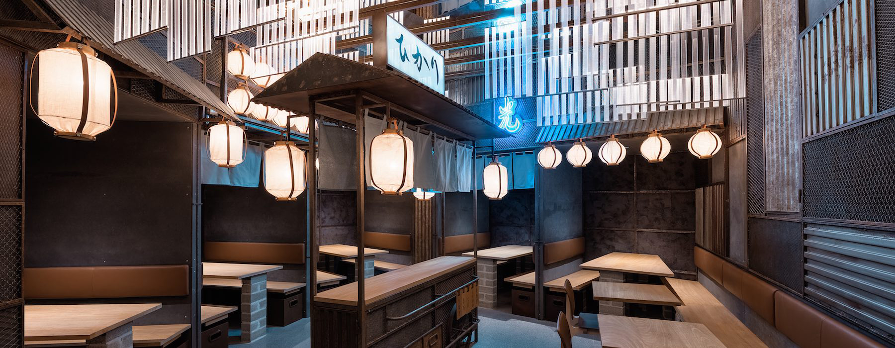 masquespacio's hikari yakitori bar portrays the bustling streets of tokyo