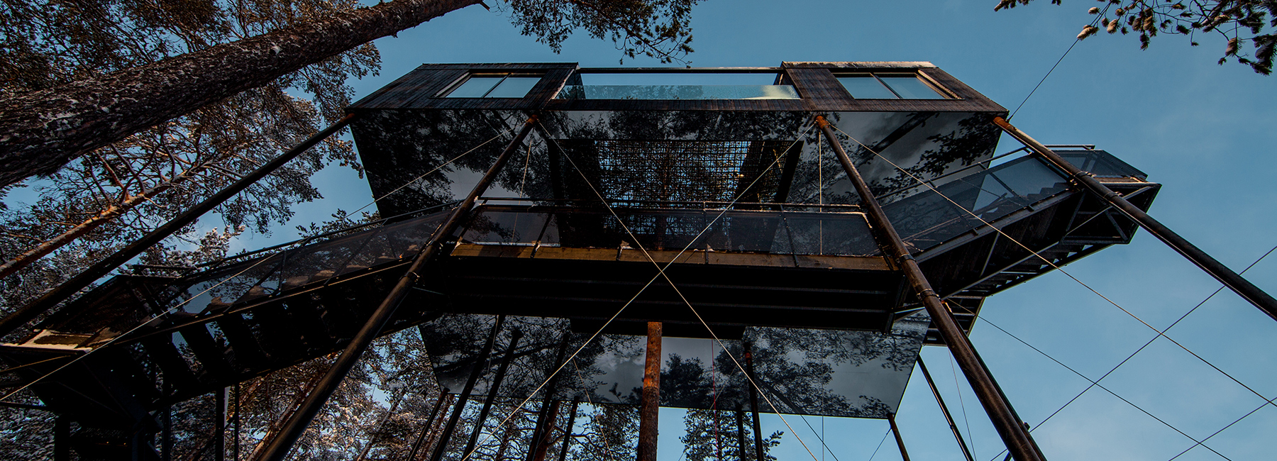 sleep among the treetops in snøhetta's floating cabin in sweden