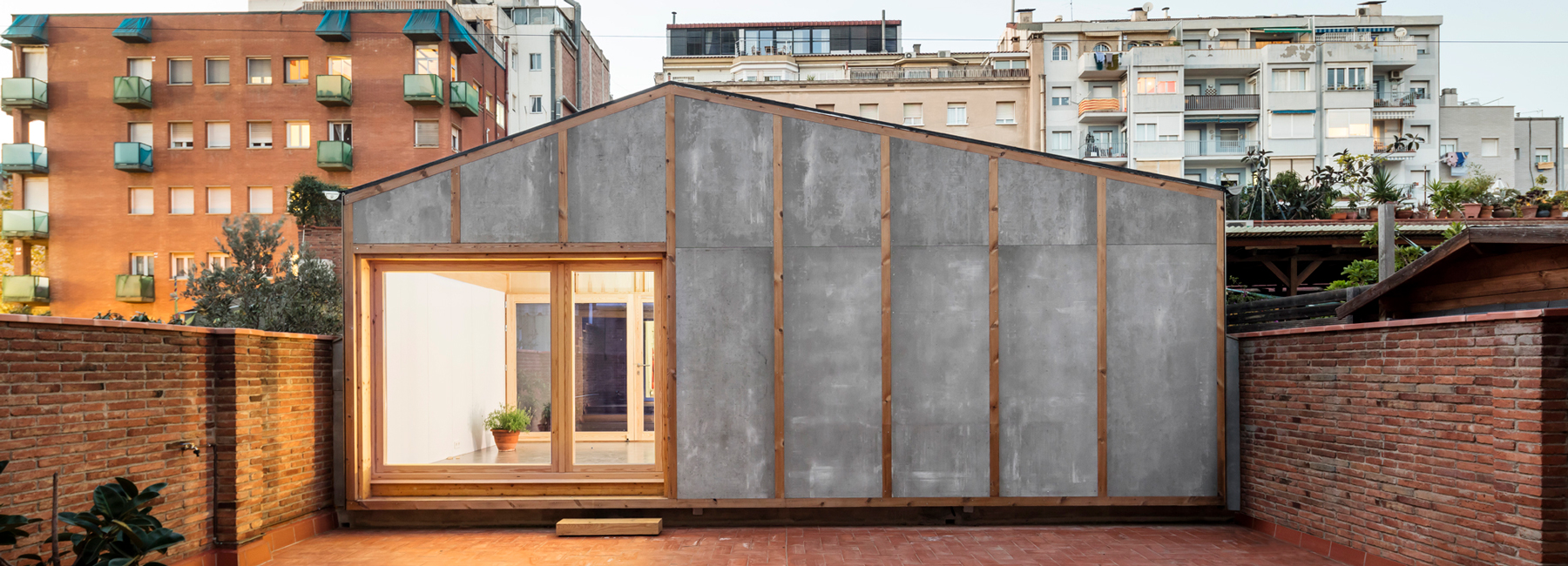 vora constructs pavilion for living on a rooftop in barcelona