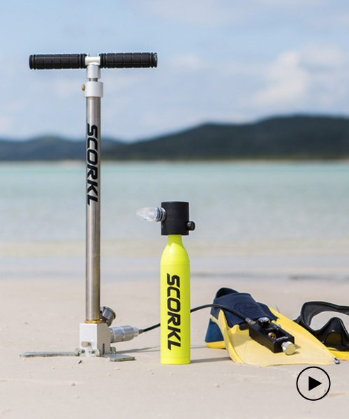 the scorkl pumpup diving device lets you breathe underwater for 10 minutes