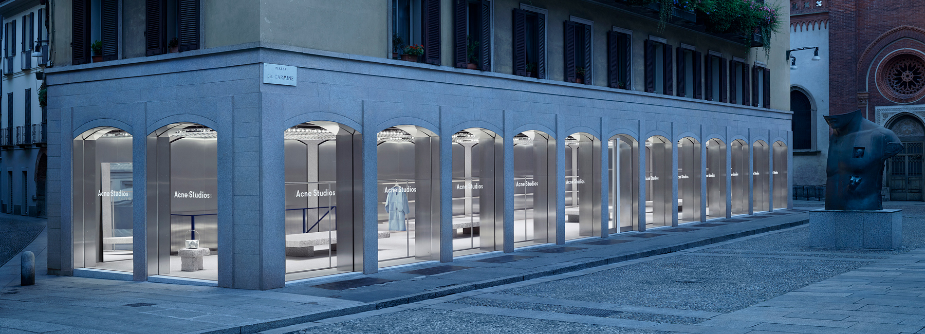 acne studios opens flagship in milan with arched façades