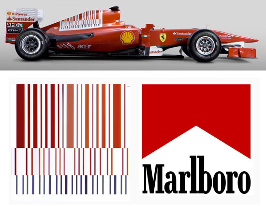 ferrari to remove 'marlboro barcode'