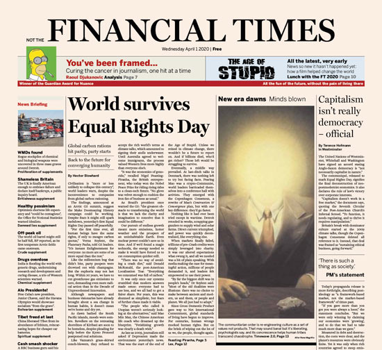 activist design : fake financial times were handed out by protest movement