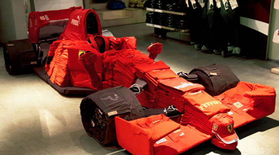 ferrari F1 car made from puma clothing