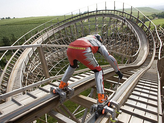 dirk auer skates down 860m roller coaster