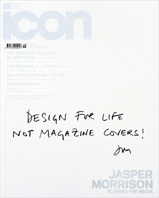 jasper morrison: september cover of icon magazine