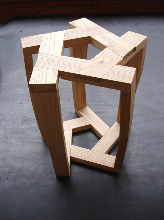 Itamar Burstein Pentagon Table And Stools, Design For Wooden Stool
