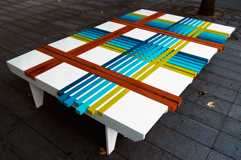 raw edges: plaid bench