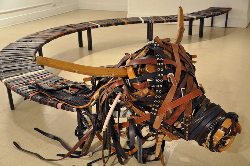 hongtao zhou: bench made of 1000 belts