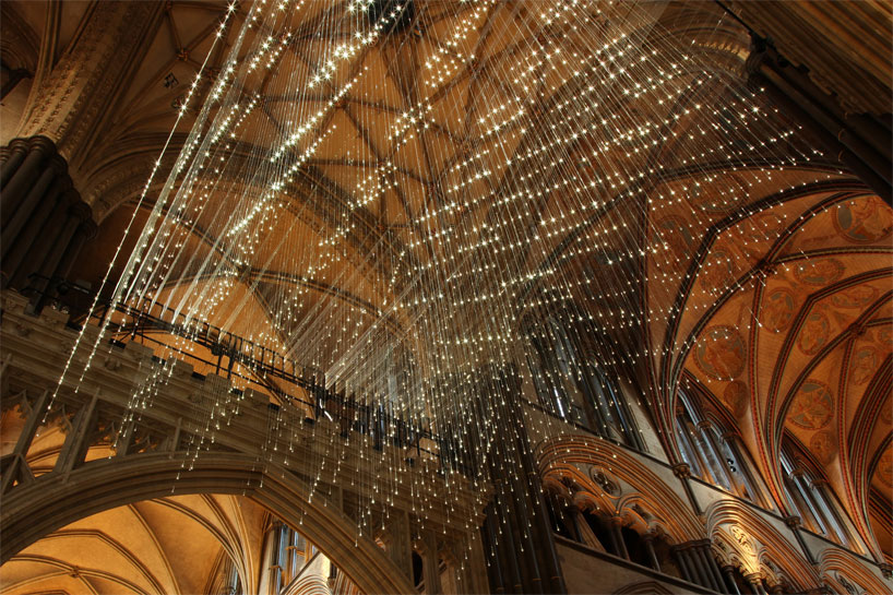 bruce munro: 'light shower' at salisbury cathedral
