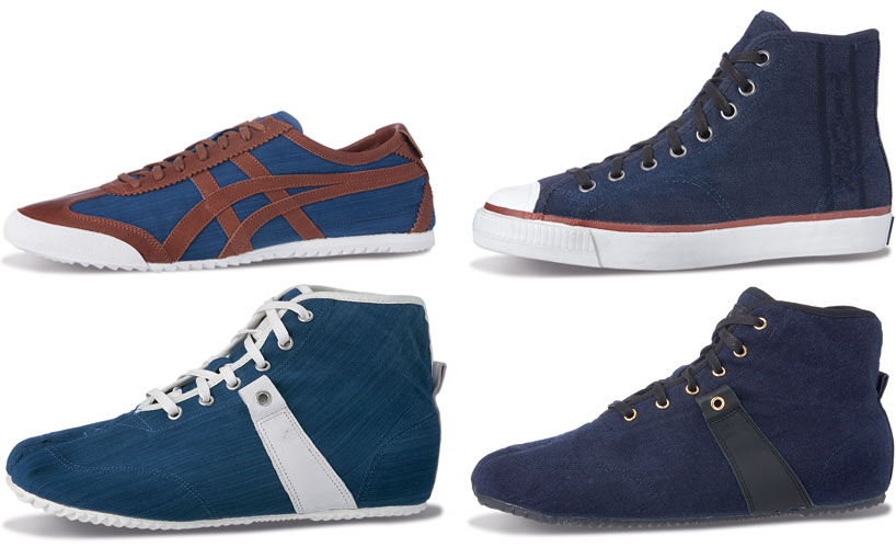 onitsuka tiger: the aisen range   dip dyed indigo